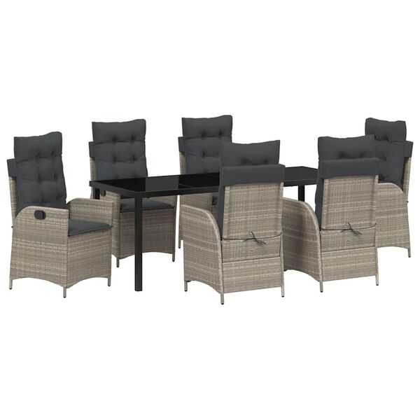 vidaXL Zestaw do jadalni w ogrodzie 7 pcs Jasnoszary polirattan