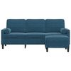 vidaXL 3-osobowa sofa z podn&oacute;żkiem, niebieska, 180 cm, aksamit