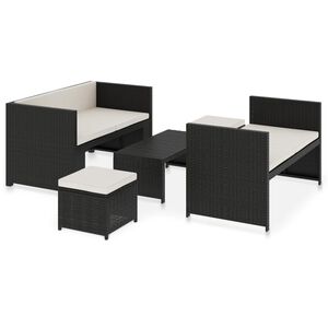 vidaXL 5-cz. zestaw mebli do ogrodu, poduszki, rattan PE, czarny