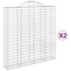 vidaXL Kosze gabionowe, 2 szt, 200x30x200/220 cm, galwanizowane żelazo