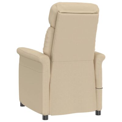 vidaXL Rozkładany fotel masujący, kremowy, sztuczna skóra zamszowa