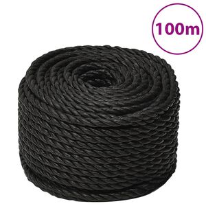 vidaXL Linka robocza, czarna, 16 mm, 100 m, polipropylen
