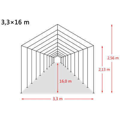 vidaXL Namiot dla bydła, PVC 550 g/m², 3,3 x 16 m, ciemnozielony