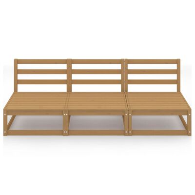 vidaXL 3-osobowa sofa ogrodowa, miodowy brąz, lite drewno sosnowe