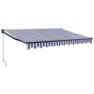 vidaXL Zwijana markiza, niebiesko-biała, 3x2,5 m, tkanina i aluminium