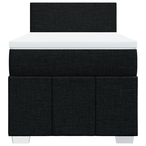 vidaXL Ł&oacute;żko kontynentalne z materacem, czarne, tkanina, 100x200 cm
