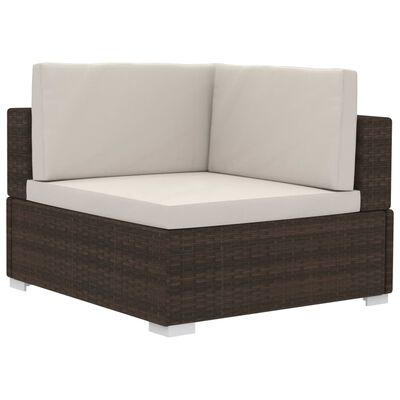 vidaXL 3-częściowa sofa do ogrodu, z poduszkami, polirattan, brązowa