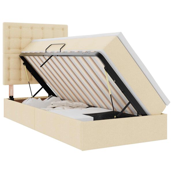 vidaXL Ł&oacute;żko z miejscem na przechowywanie i LED Kremowy 100 x 200 cm