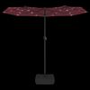 vidaXL Podw&oacute;jny parasol ogrodowy z LED, bordowy, 316x145 cm