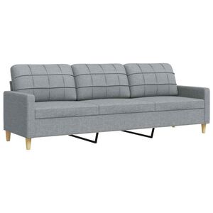 vidaXL Sofa 3-osobowa, jasnoszara, 210 cm, tapicerowana tkaniną