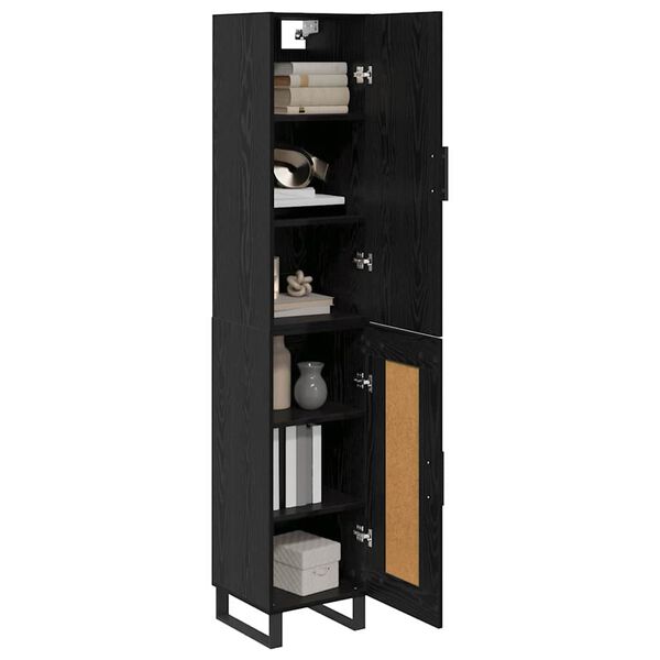 vidaXL Highboard Czarny Dąb 34,5 x 34 x 180 cm Materiał drewnopochodny