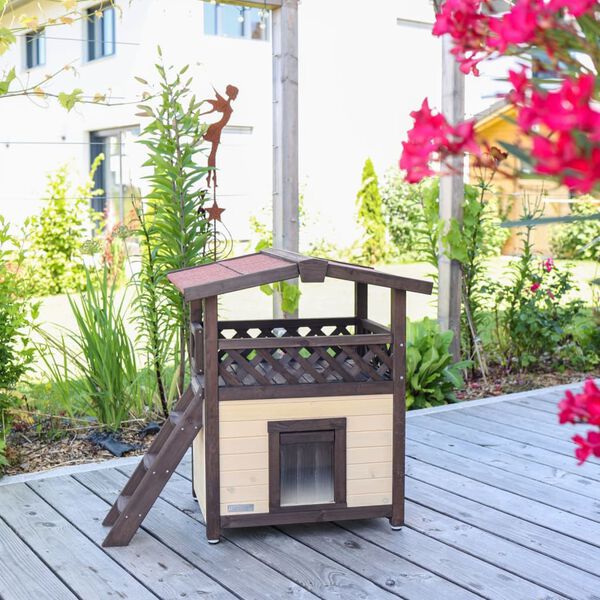 Kerbl Ogrzewany domek dla kota Deluxe, 88x57x77 cm, ciemny brąz