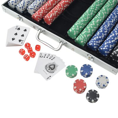 vidaXL Zestaw do gry w pokera 1000 żetonów, aluminium