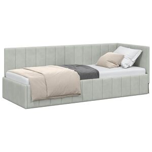 vidaXL Rama ł&oacute;żka narożnego Jasnoszary 80 cm x 200 cm Aksamit