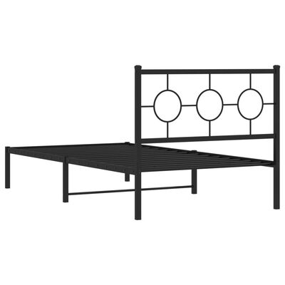 vidaXL Metalowa rama łóżka z wezgłowiem, czarna, 100x200 cm