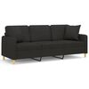 vidaXL 3-osobowa sofa wypoczynkowa z poduszkami, czarna, 180 cm