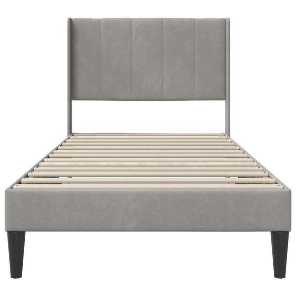 vidaXL Ramka ł&oacute;żka Z zagł&oacute;wkiem Jasnoszary 80 x 200 cm Aksamit