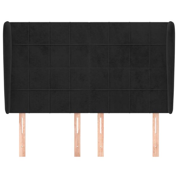 vidaXL Zagł&oacute;wek uszak, czarny, 147x23x118/128 cm, aksamit