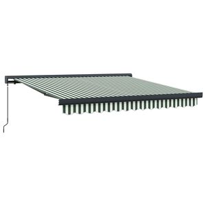 vidaXL Markiza wysuwana Zielony i Biały 300 x 250 cm
