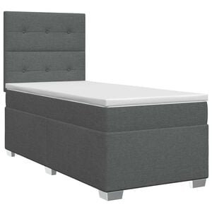 vidaXL Ł&oacute;żko kontynentalne z materacem ciemnoszary 80 x 200 cm tkanina