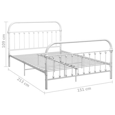 vidaXL Rama łóżka, biała, metalowa, 140 x 200 cm