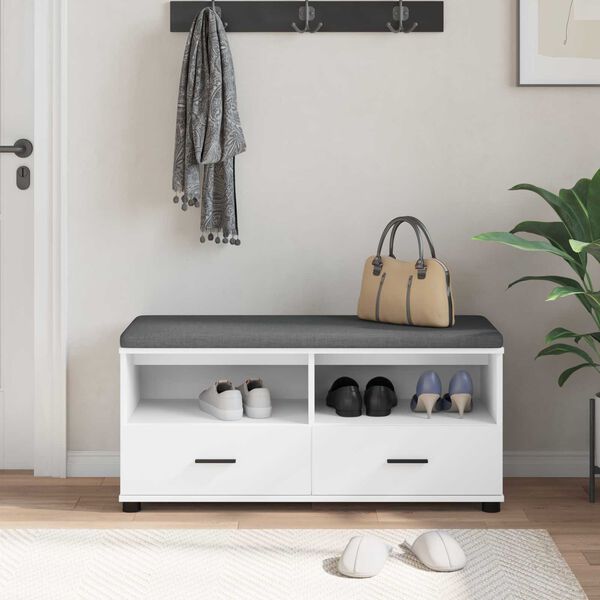 vidaXL Ławka w przedpokoju z poduszką Biały 100 x 38 x 46 cm