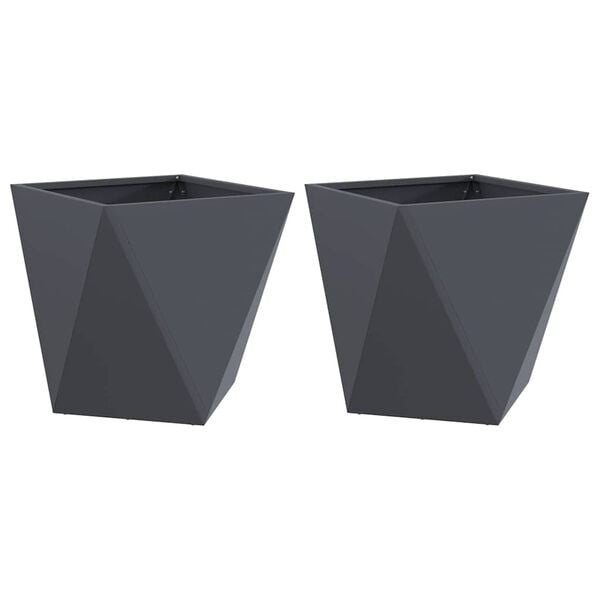 vidaXL Donica 2 pcs Antracyt 50 x 50 x 50 cm Stal