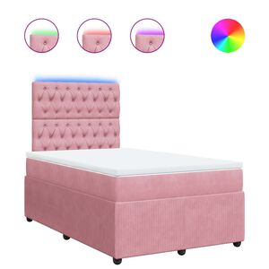 vidaXL Ł&oacute;żko kontynentalne z materacem, r&oacute;żowe, 120x200 cm, aksamit