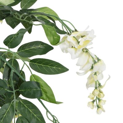 vidaXL Sztuczna wisteria, 560 liści, 80 cm, zielono-biała