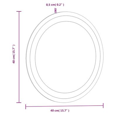 vidaXL Lustro łazienkowe z LED, okrągłe, 40 cm