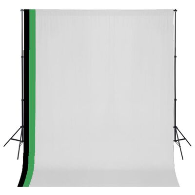 vidaXL Zestaw fotograficzny z 3 tłami z bawełny i ramą, 3 x 3 m