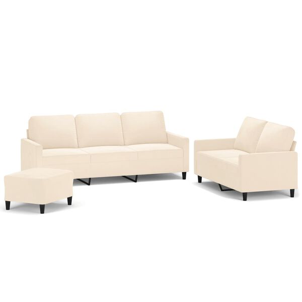 vidaXL 3-częściowy komplet wypoczynkowy, obity aksamitem, kremowa