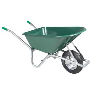 vidaXL Taczka, zielona, 90 L, 150 kg, galwanizowana stal i plastik