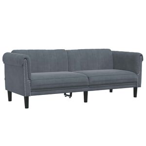 vidaXL Sofa 3-osobowa, ciemnoszara, tapicerowana aksamitem