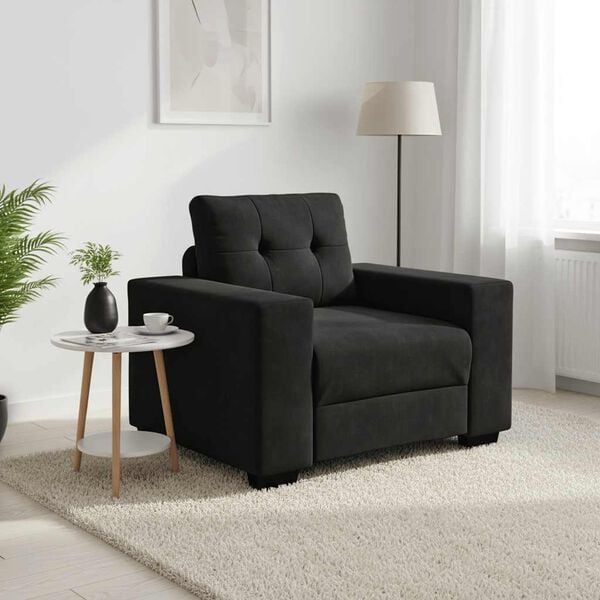 vidaXL Sofa Fotel Czarny 60 cm Aksamit