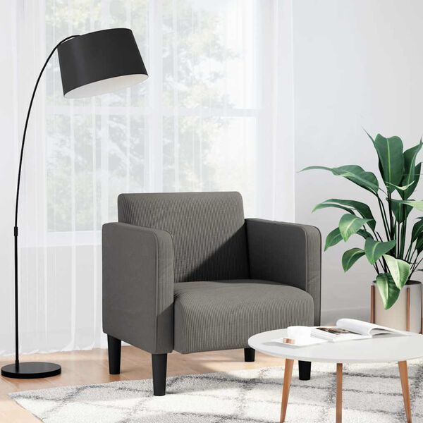 vidaXL Sofa Fotel z Podłokietnikami Jasnoszary 54 cm Tkanina Kordowa