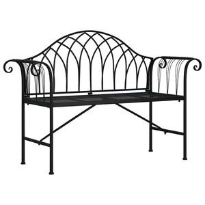 vidaXL Ławka ogrodowa dla 2 os&oacute;b, 128 cm, czarna, stalowa