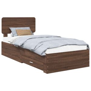 vidaXL Ramka ł&oacute;żka Brązowy dąb 75 x 190 cm Materiał drewnopochodny
