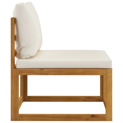 vidaXL Moduł sofy środkowej z kremową poduszką, lite drewno akacjowe