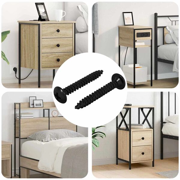 vidaXL Gwoźdź do gwintowania 2 pcs Czarny M4 x 28 mm Stal