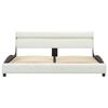 vidaXL Rama ł&oacute;żka z LED, biała, sztuczna sk&oacute;ra, 150x200 cm