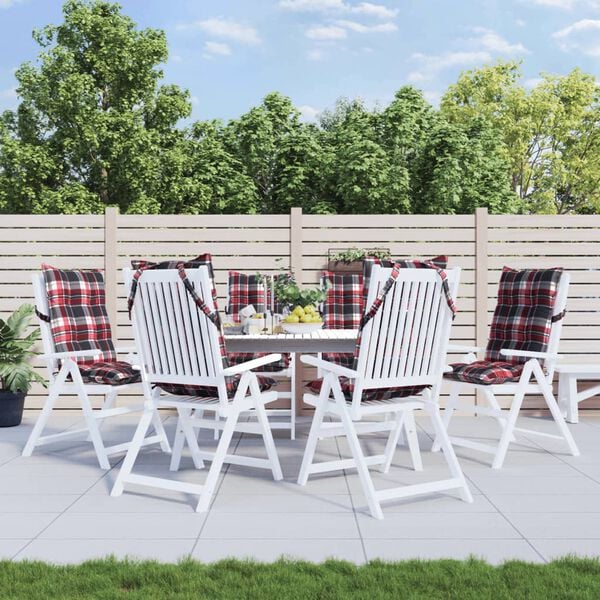 vidaXL Poduszki na krzesła z wysokim oparciem, 6 szt., czerwona krata