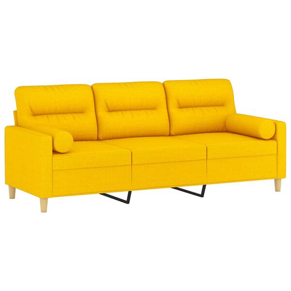 vidaXL 3-osobowa sofa wypoczynkowa z poduszkami, ż&oacute;łta, 180 cm