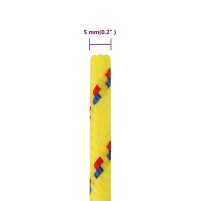 vidaXL Linka żeglarska, żółta, 5 mm, 250 m, polipropylen