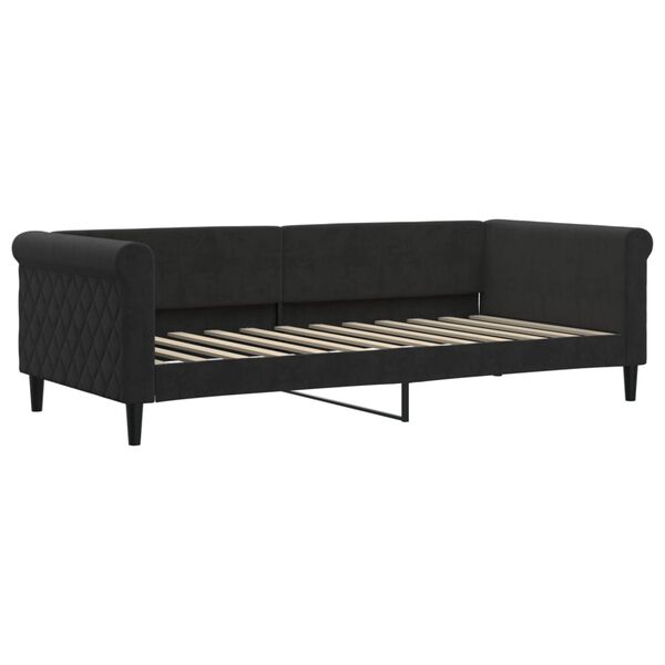 vidaXL Sofa rozsuwana z szufladami, czarna, 90x200 cm, aksamit