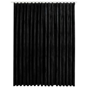 vidaXL Zasłona zaciemniająca z haczykami, aksamit, czarna, 290x245 cm
