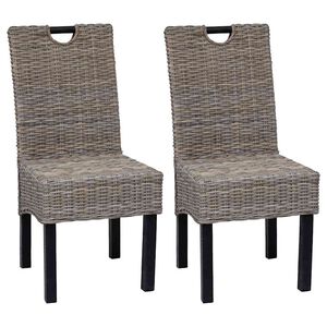 vidaXL Krzesła do jadalni, 2 szt., rattan Kubu i drewno mango