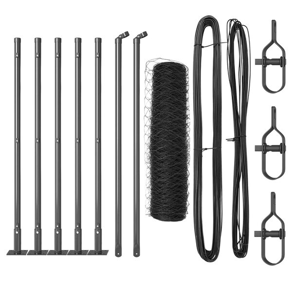 vidaXL Słupek ogrodzeniowy. Szary 10 x 0,6 m (siatka 36 mm) Stal i PVC