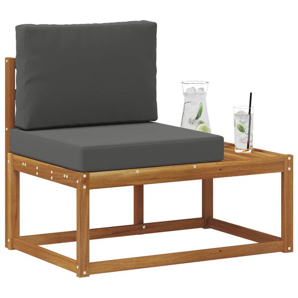 vidaXL Sofa końcowa na zewnątrz z poduszką Naturalny i Antracytowy