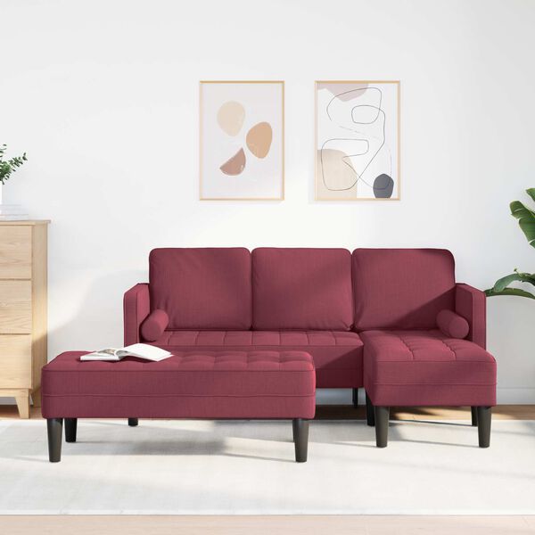 vidaXL Zestaw Sof z poduszką 2 pcs Czerwone wino Poliester